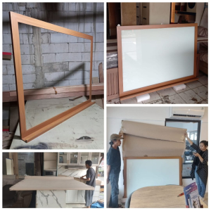 Papan Tulis Kaca Glassboard Frame Kayu